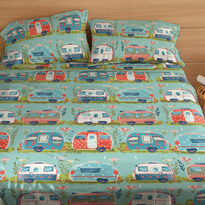 Shineful 4-Piece Bed Sheet Set Happy Campers