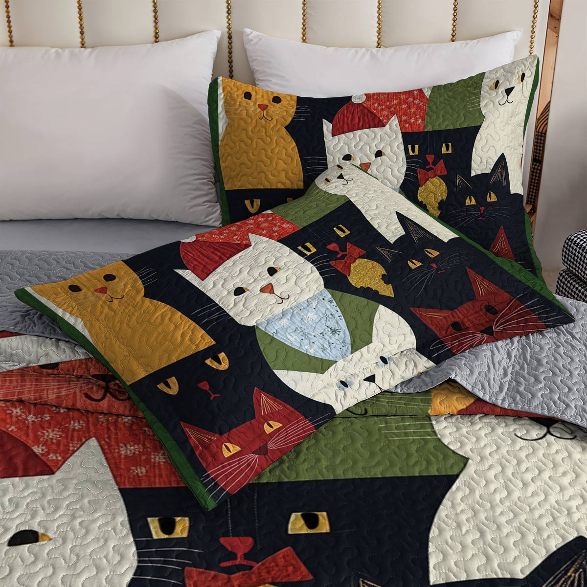 Shineful All Season Quilt 3-Piece Set - Christmas Cats