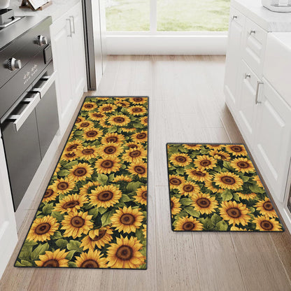 Shineful Ultra-Thin Non Skid Floor Mat, Kitchen Rugs Blooming Sunflower