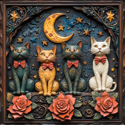 Shineful 2D Metal Sign Moonlit Feline Charm