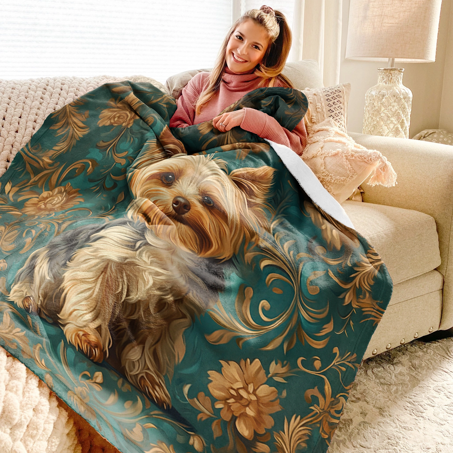 Shineful Fleece Blanket Regal Yorkie Elegance