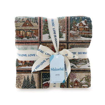 Shineful Fleece Blanket Christmas Village Charm