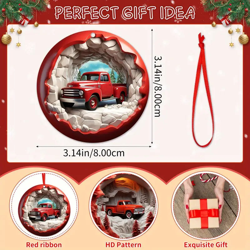 Shineful 2D Acrylic Ornament - Pack Discount Red Trucks Christmas