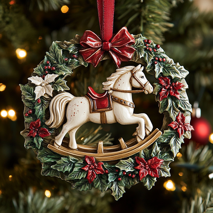 Shineful 2D Acrylic Ornament Holiday Rocking Horse Wreath