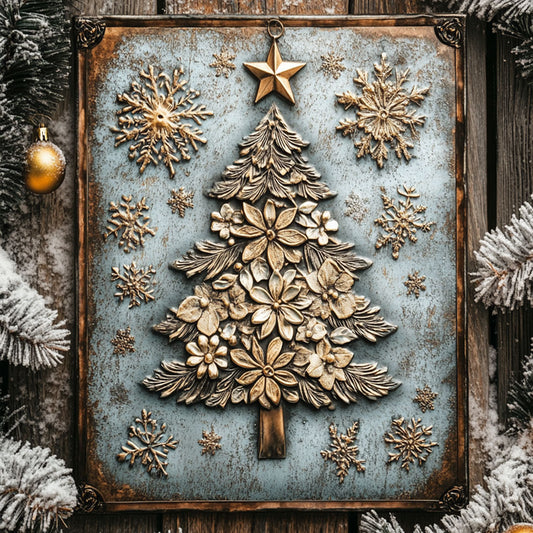 Shineful 2D Metal Sign Vintage Floral Christmas Tree