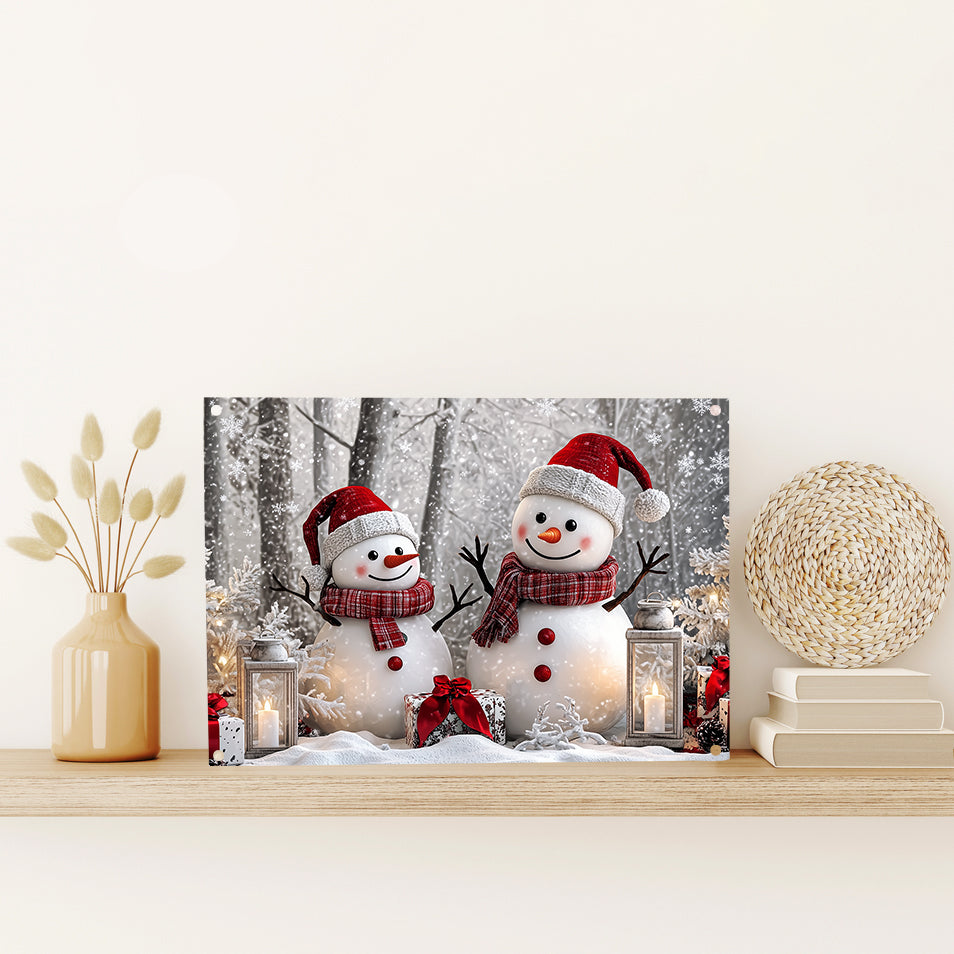 Shineful 2D Metal Sign Winter Forest Snowman Couple