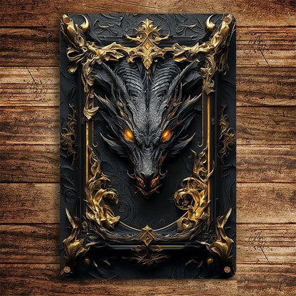 Shineful 2D Metal Sign Dark Guardian Dragon Enchanted