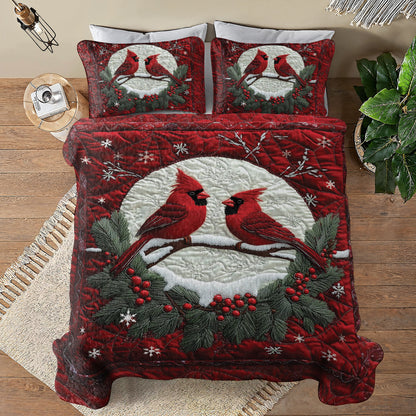 Shineful All Season Quilt 3-Piece Set Cardinal Couple