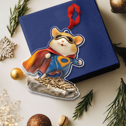 Glänzendes 2D-Acryl-Ornament – ​​Super-Quietschheld: Hamster aus Stahl! 