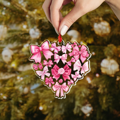 Shineful 2D Acrylic Ornament Pink Bow Heart