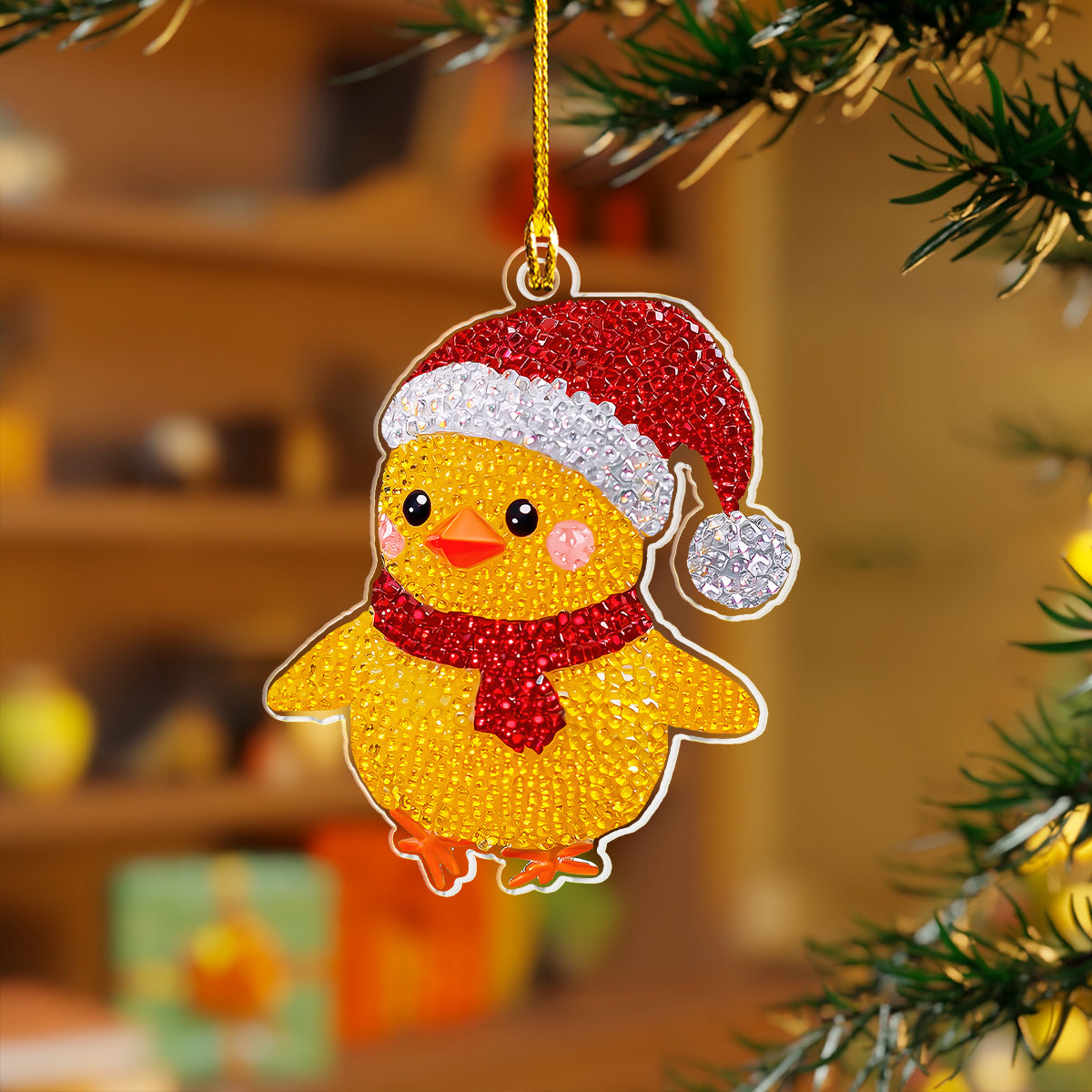 Glänzendes 2D-Acryl-Ornament „Twinkling Baby Chicken Collection“