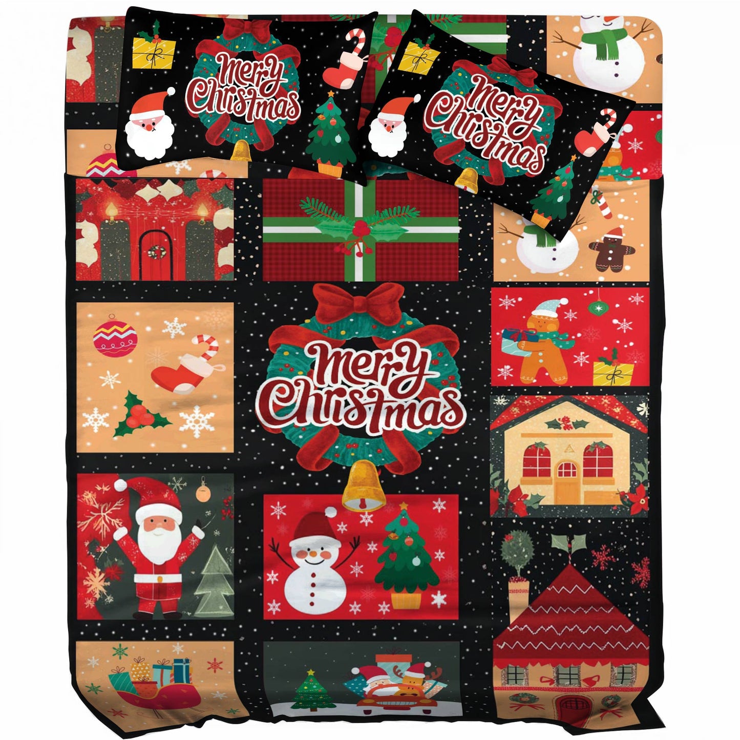 Ensemble de draps de lit Shineful 4 pièces - Joyeux Noël