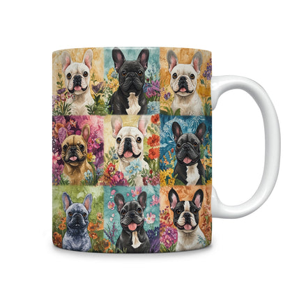 Tasse en céramique brillante Bouledogue français Jardin