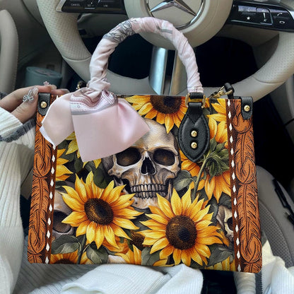 Shineful Leather Bag Sunflower Skull