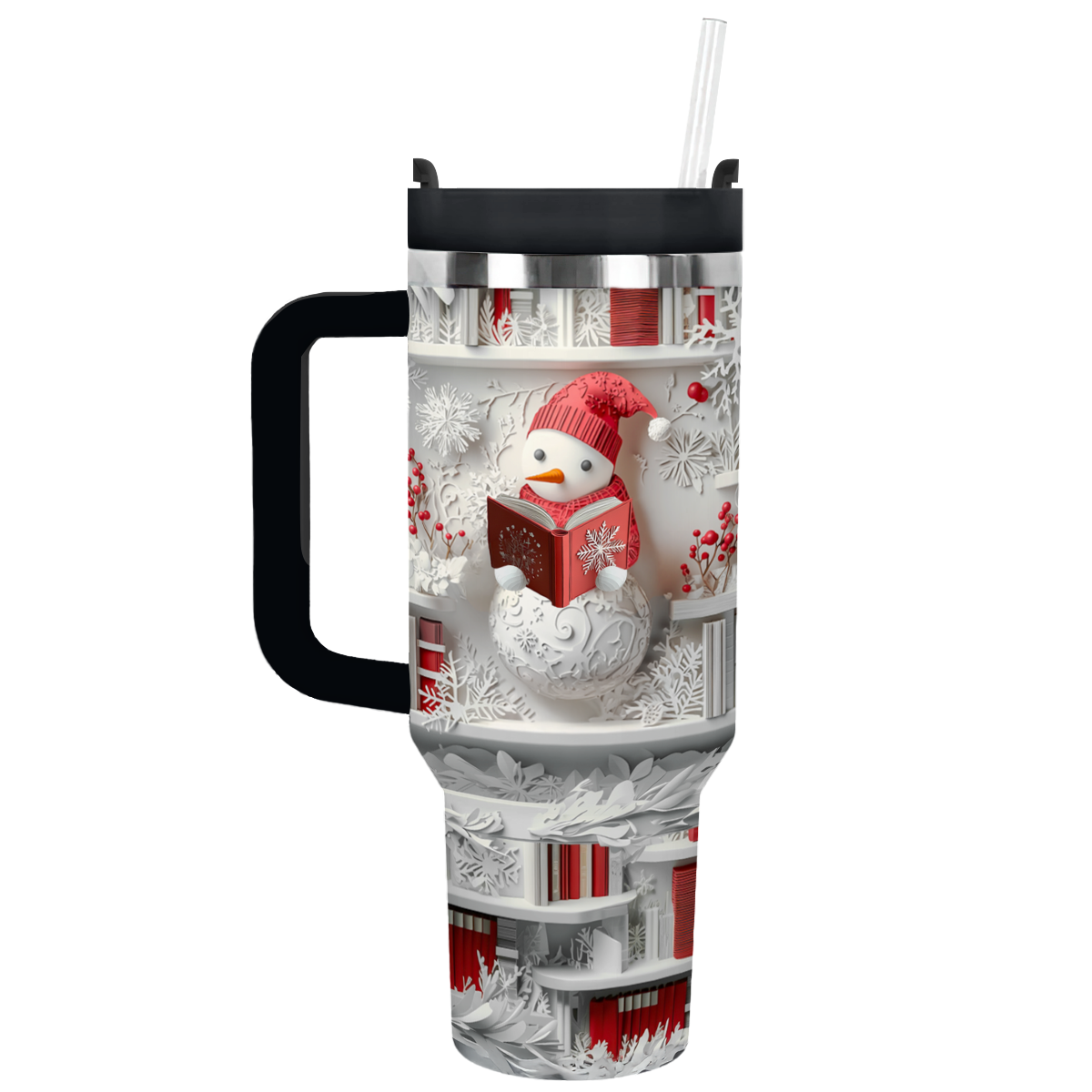 Shineful Tumbler Whimsical Snowman Book Lover