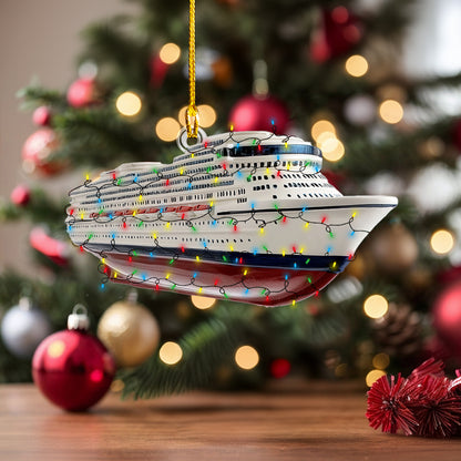 Glänzendes 2D Acrylornament Personalisiertes Weihnachtskreuzfahrtschiff 