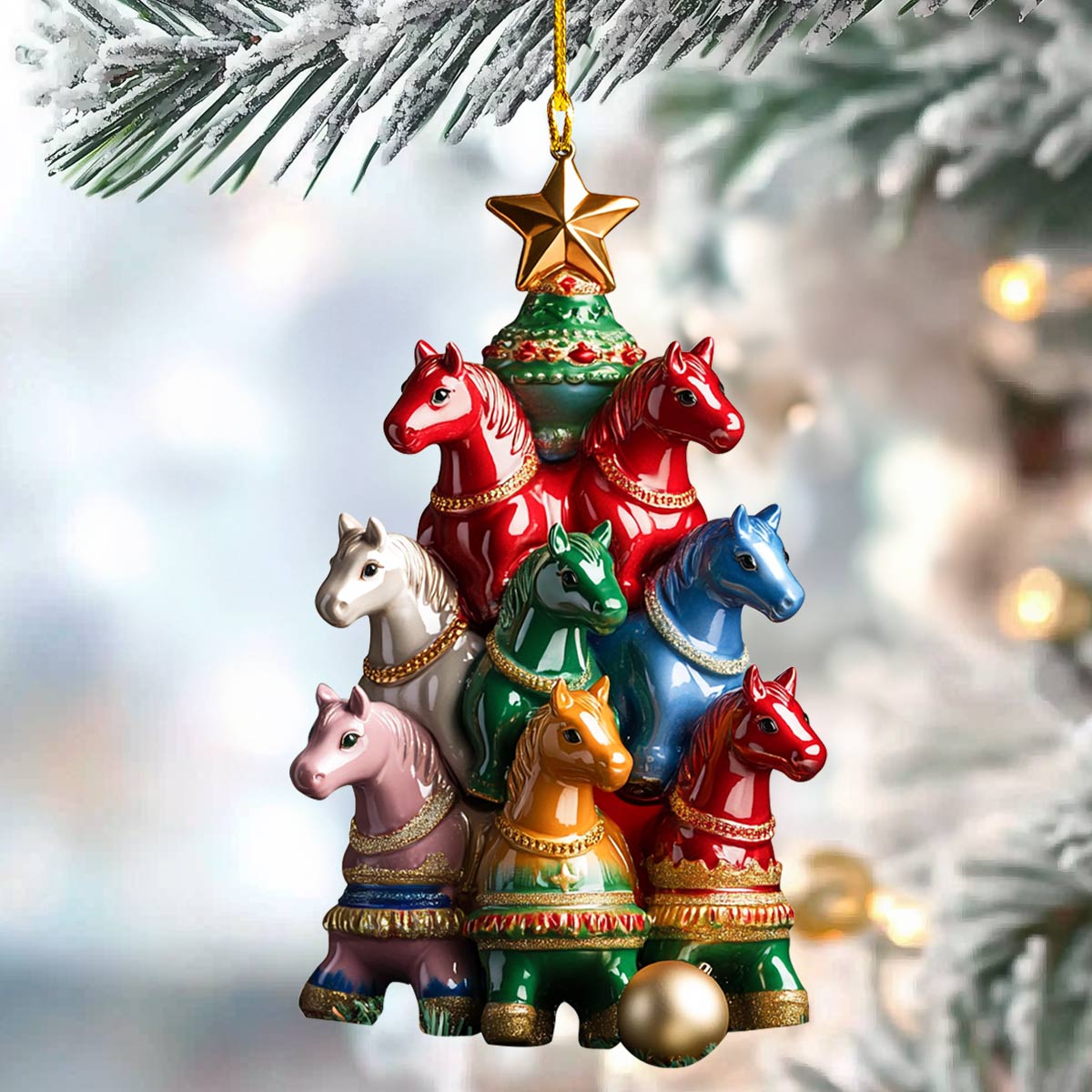 Shineful 2D Acrylic Ornament Horses of Christmas Cheer