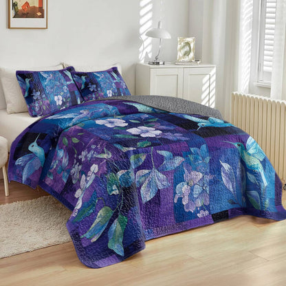 Shineful All Season Quilt 3-Piece Set - Hummingbird Garden Bliss