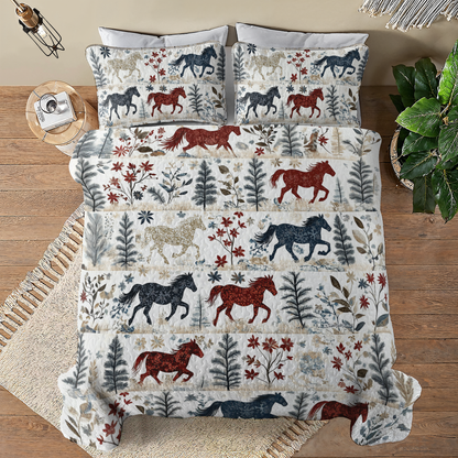 Shineful All Season Quilt 3-Piece Set Gentle Horse Lovely