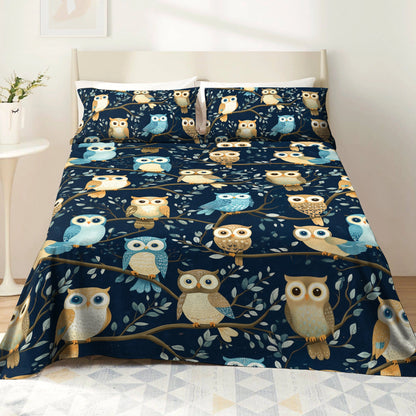 Shineful 4-Piece Bed Sheet Set Owl Wisdom Dream