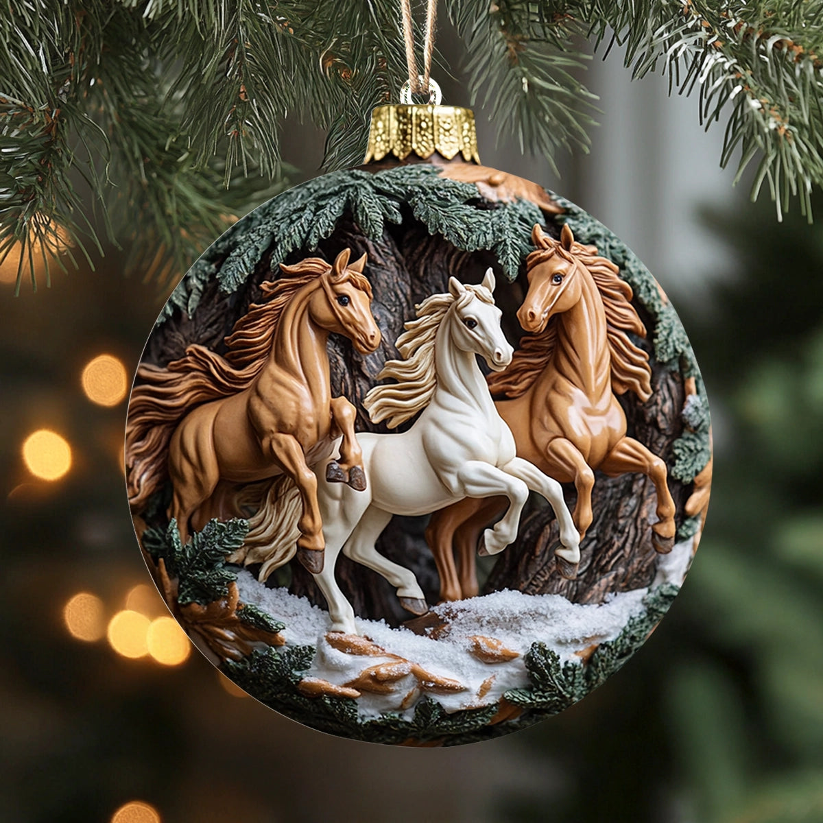 Shineful 2D Acrylic Ornament Majestic Horses Christmas