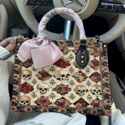 Shineful Leather Bag Elegant Skull Roses