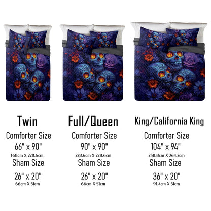 Shineful All Season Quilt 3-Piece Set - Midnight Sugar Skull