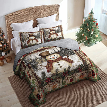 Shineful All Season Quilt 3-Piece Set - Vintage Snowman