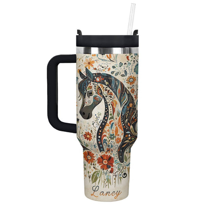 Glänzender Becher mit Blumenmotiv, Spirit Horse