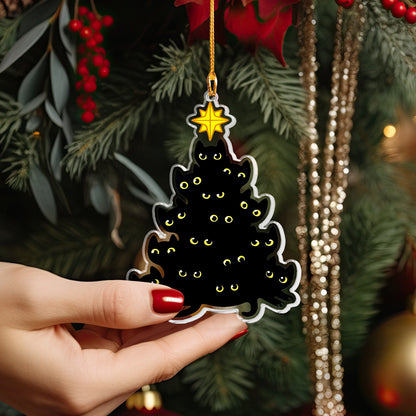 Shineful 2D Acrylic Ornament Black Kitten Christmas Tree