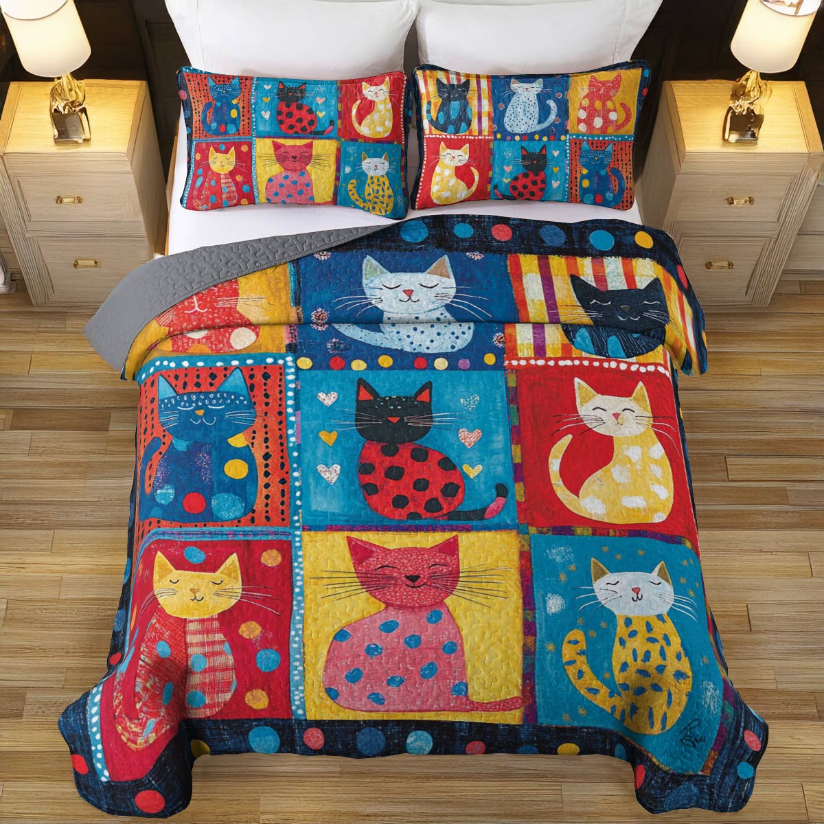 Shineful All Season Quilt 3-Piece Set Purrfect Pals