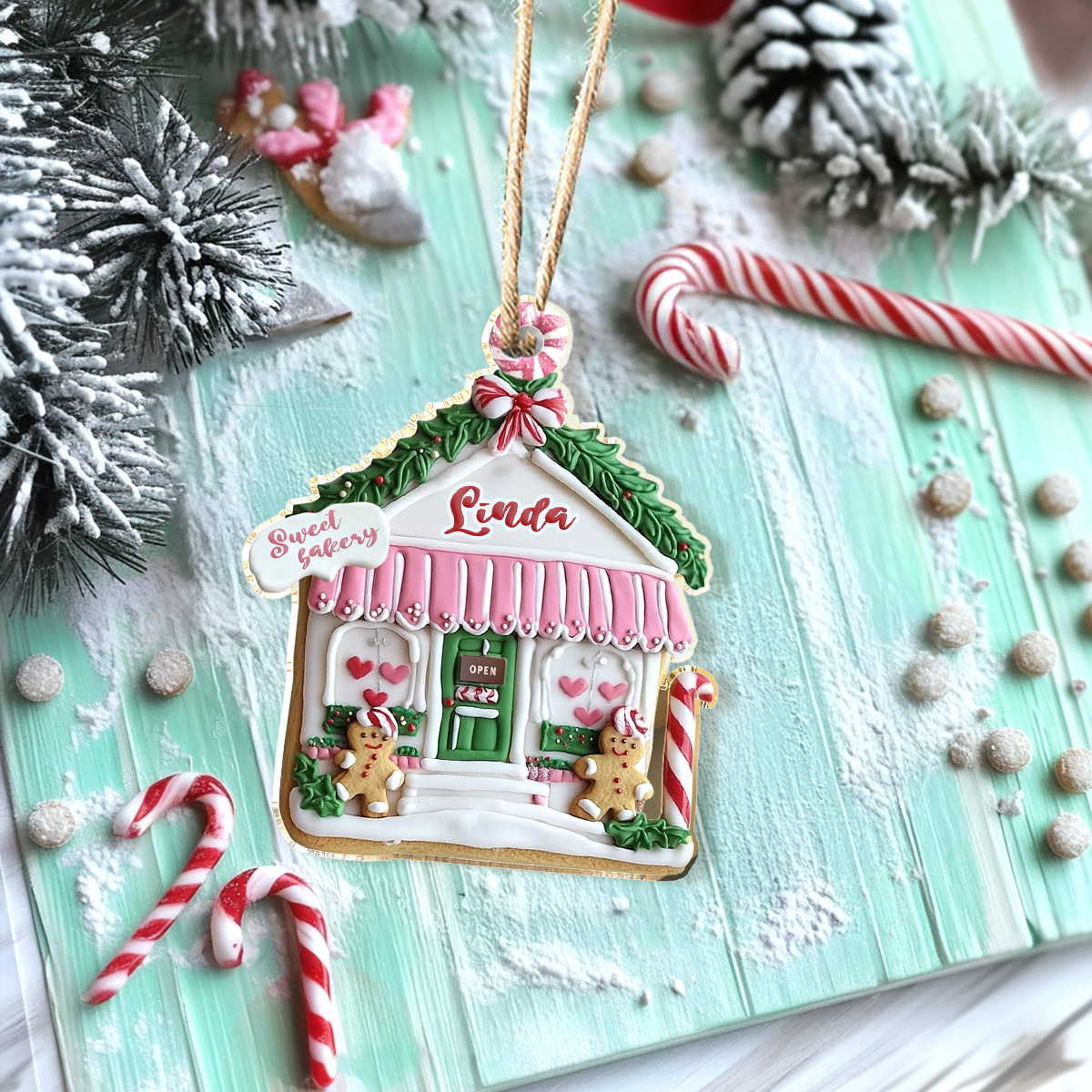 Glänzendes personalisiertes 2D-Acryl-Ornament Little Sweet Bakery