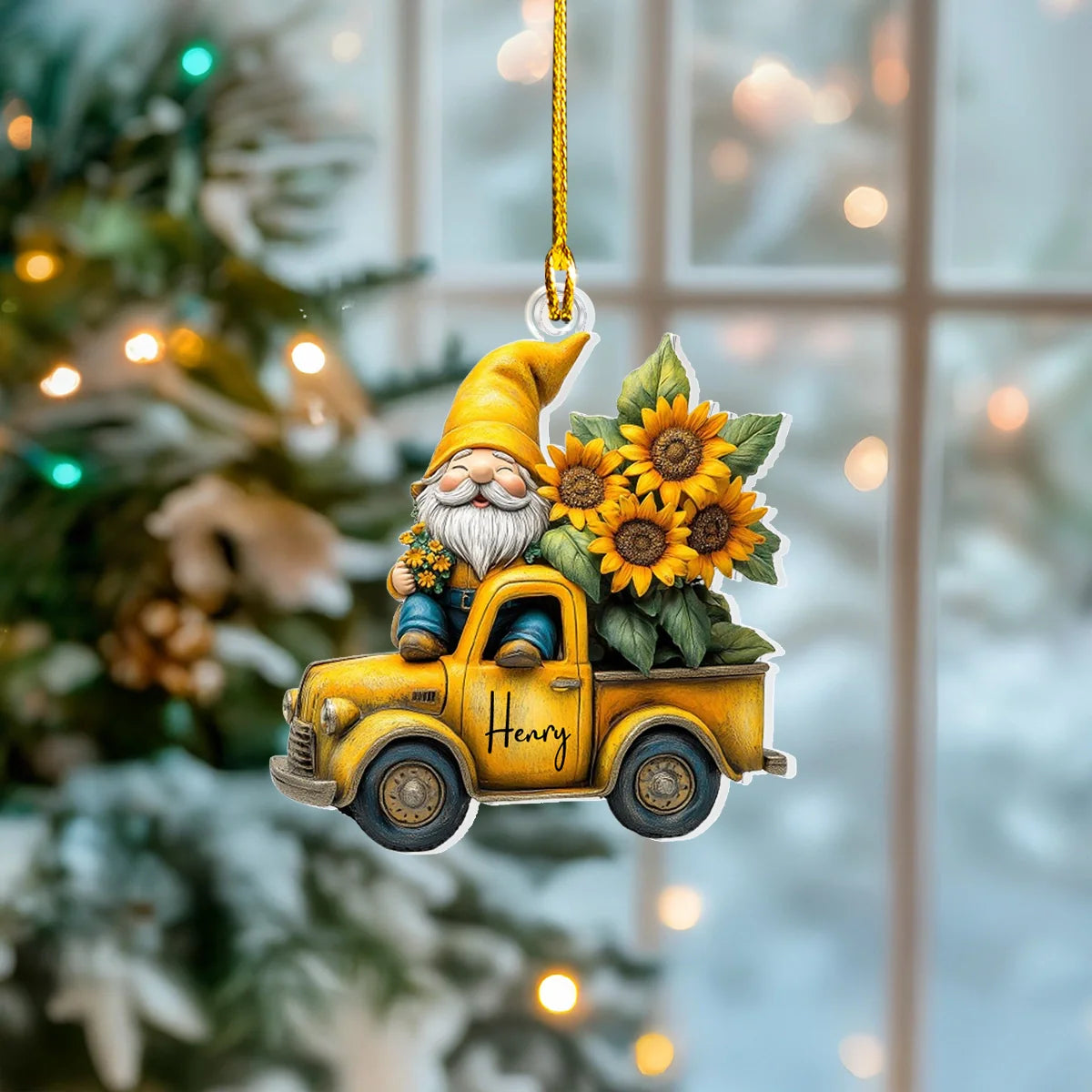 Shineful Acrylic Ornament Personalized Gnome Sunflower Truck