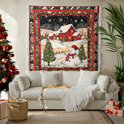 Shineful Woven Tapestry Throw Blanket - Snowman's Christmas Dream