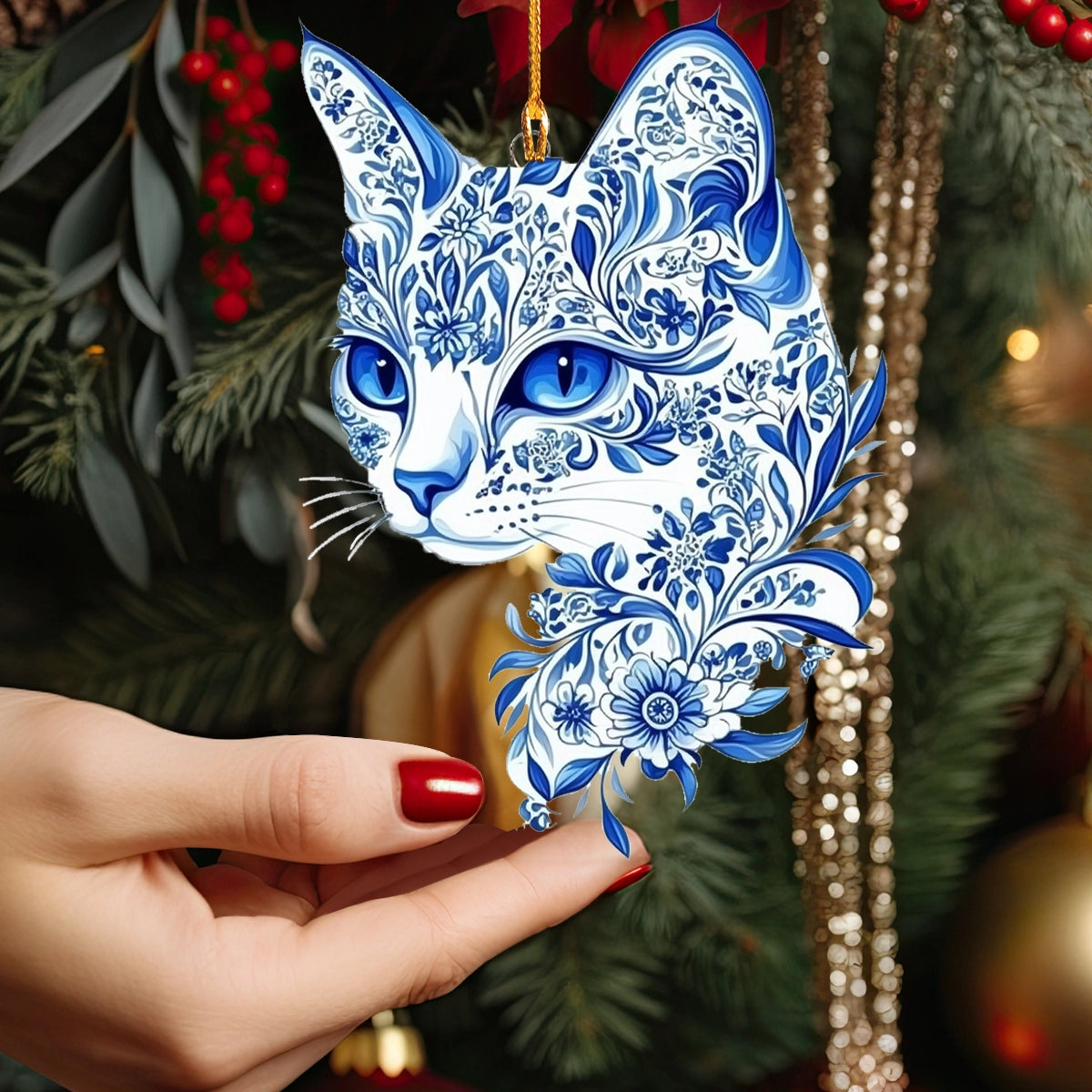 Shineful Acrylic Ornament Graceful Cat Flourish