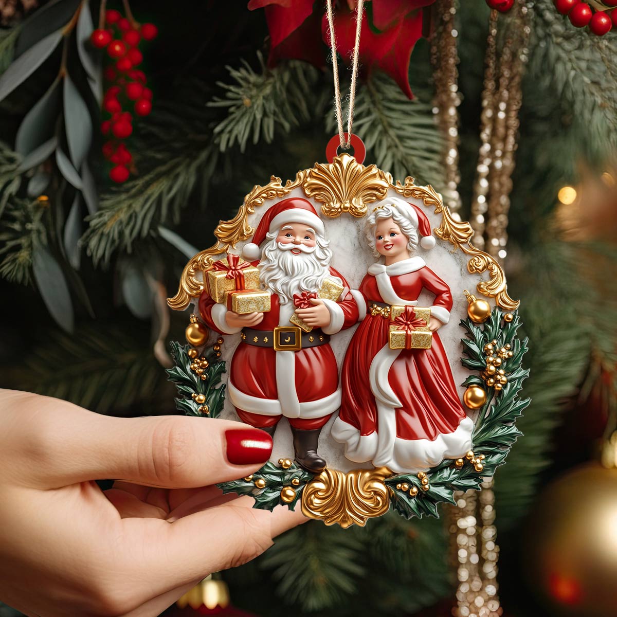 Shineful 2D Acrylic Ornament Santa & Mrs. Claus Holiday