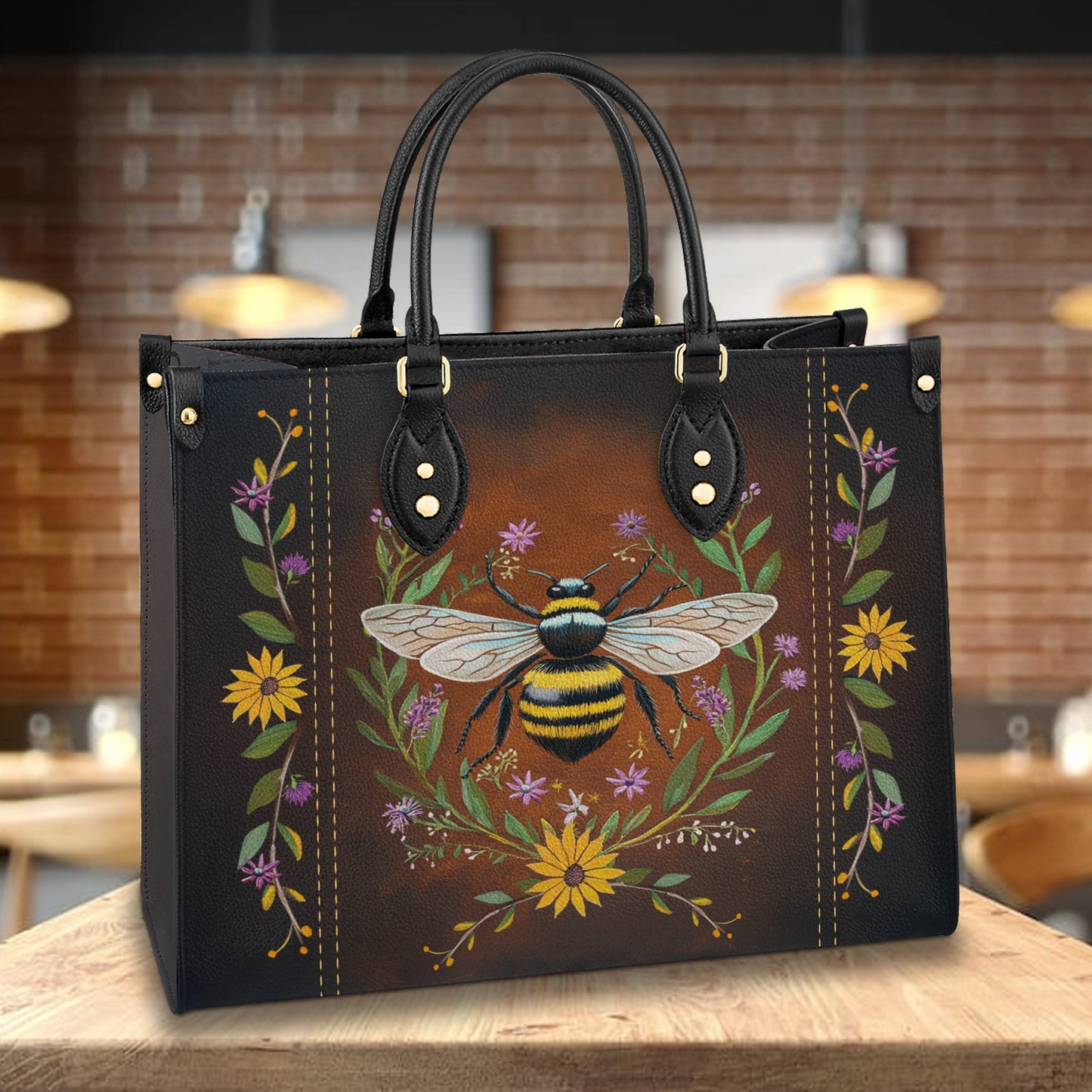 Glänzende Ledertasche Buzzing Blooms