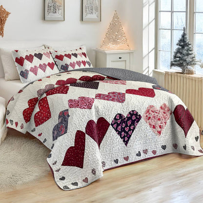 Shineful All Season Quilt 3-Piece Set - Romantic Heart