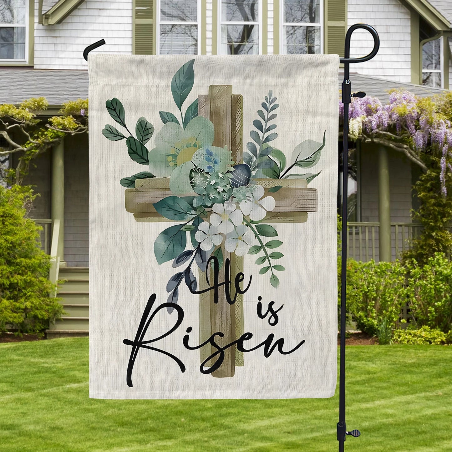 Shineful Garden Flag 12" x 18" Floral Cross of Hope