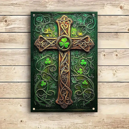 Shineful 2D Metal Sign Ancient Irish Knotwork Cross