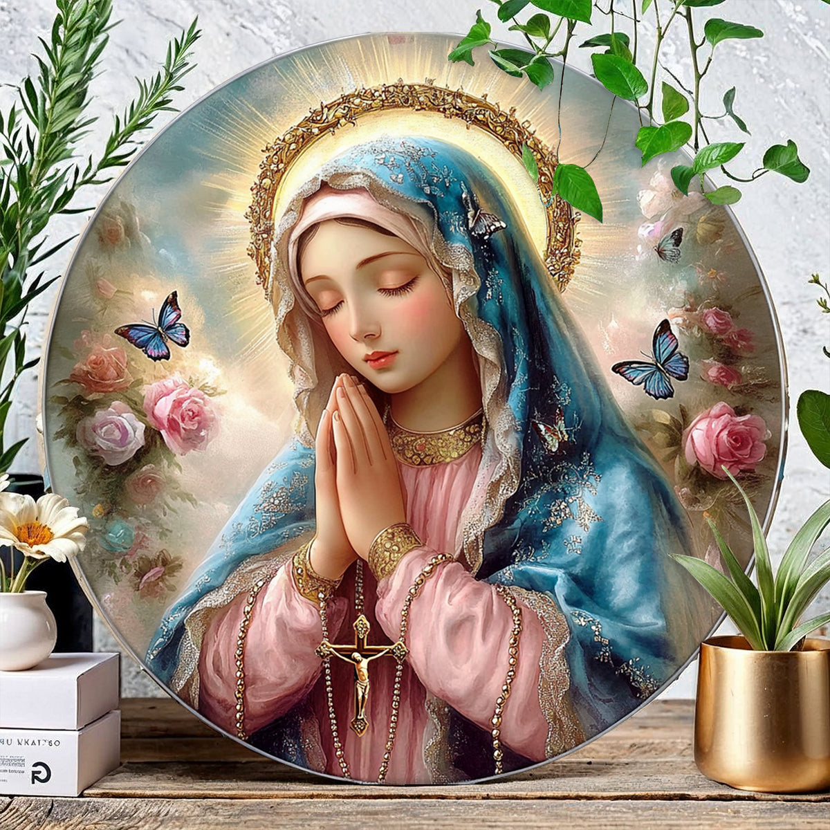 Shineful 2D Wooden Plaque, Hanging Decor, Door Sign Holy Rosary