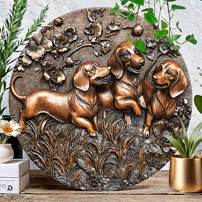 Shineful 2D Wooden Plaque, Hanging Decor, Door Sign - Joyful Dachshund Delight