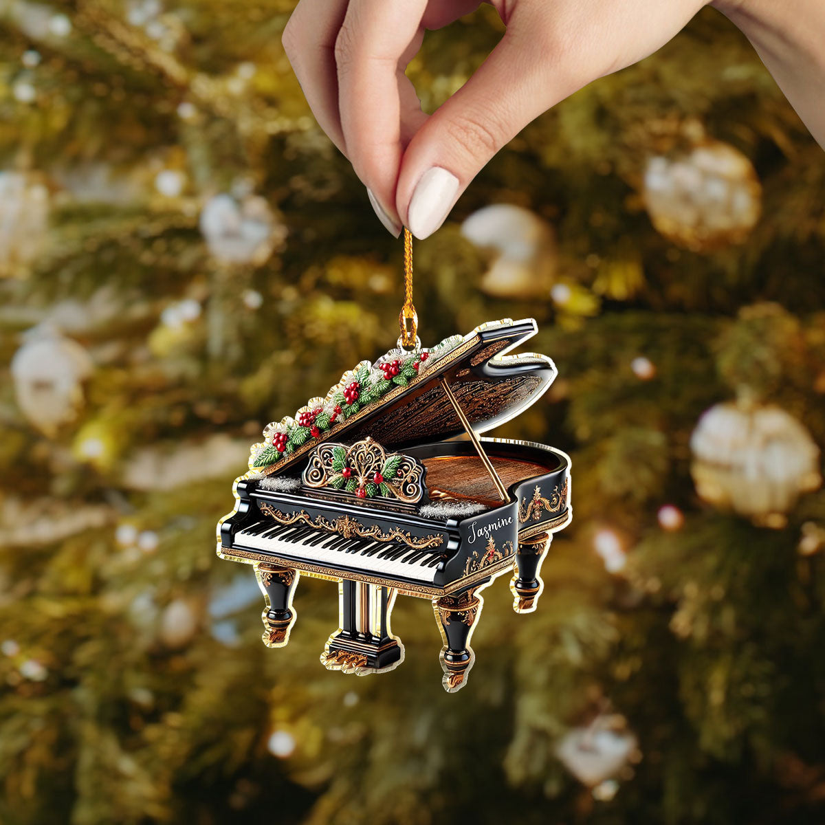 Shineful Personalized 2D Acrylic Ornament Grand Piano Holiday