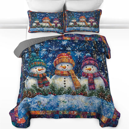 Shineful All Season Quilt 3-Piece Set - Cozy Christmas Snowman