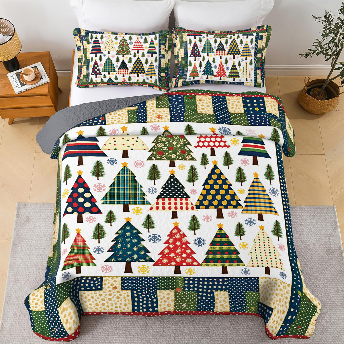 Shineful All Season Quilt 3-teiliges Set - Festive Forest Quilt