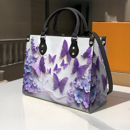 Shineful Leather Bag Personalized Purple Blossom Wings