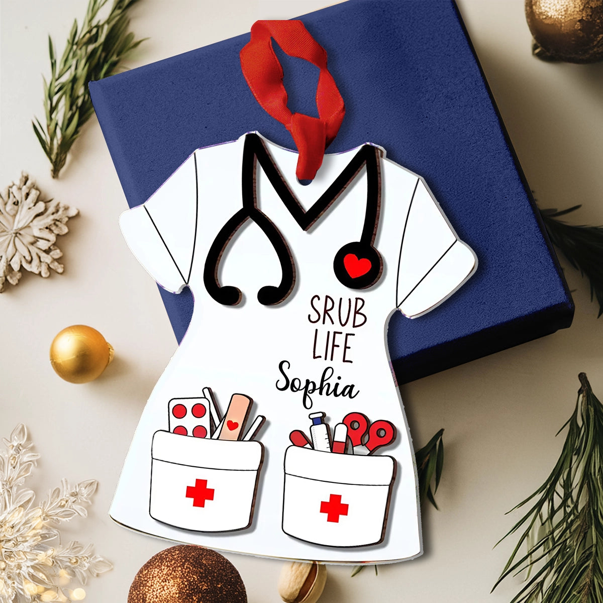 Shineful 2D Acrylic Ornament Personalized Nurse Scrub Life