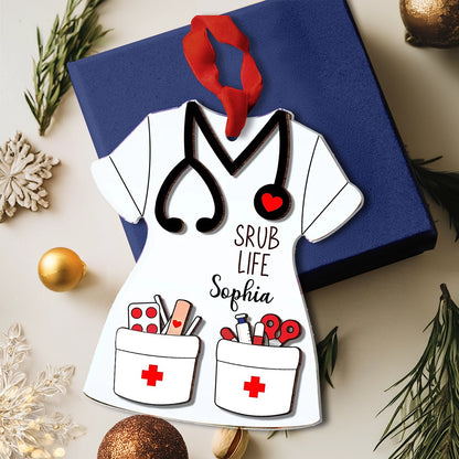 Shineful 2D Acrylic Ornament Personalized Nurse Scrub Life