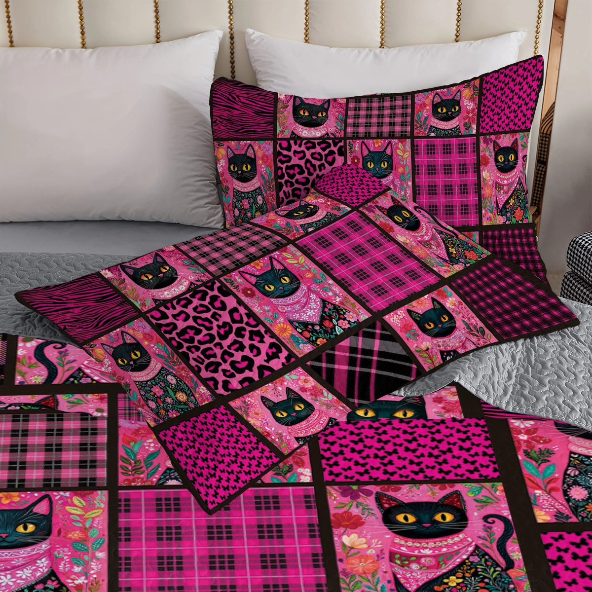 Shineful All Season Quilt 3-Piece Set - Purrfectly Pink Cat