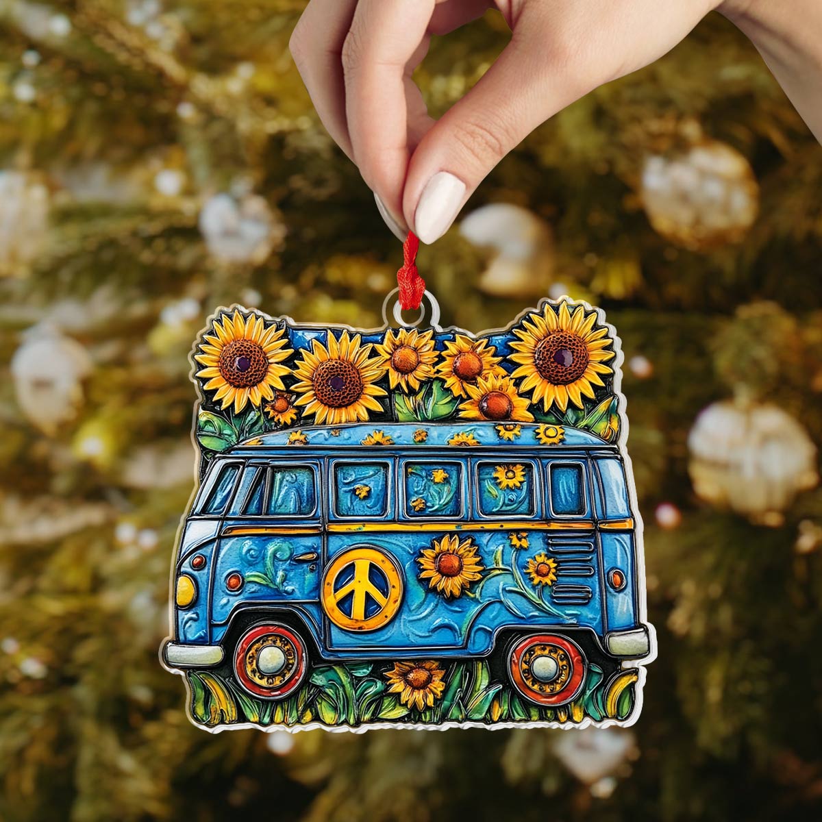 Shineful 2D Acrylic Ornament Sunflower Peace Van - Pack Discount